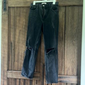Abercrombie and fitch 90s straight ultra high rise black with holes size 29R